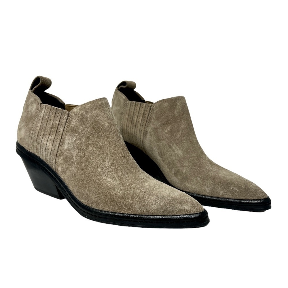 VIA SPIGA Suede Pointy Toe Western Bootie Block Heel Size 6